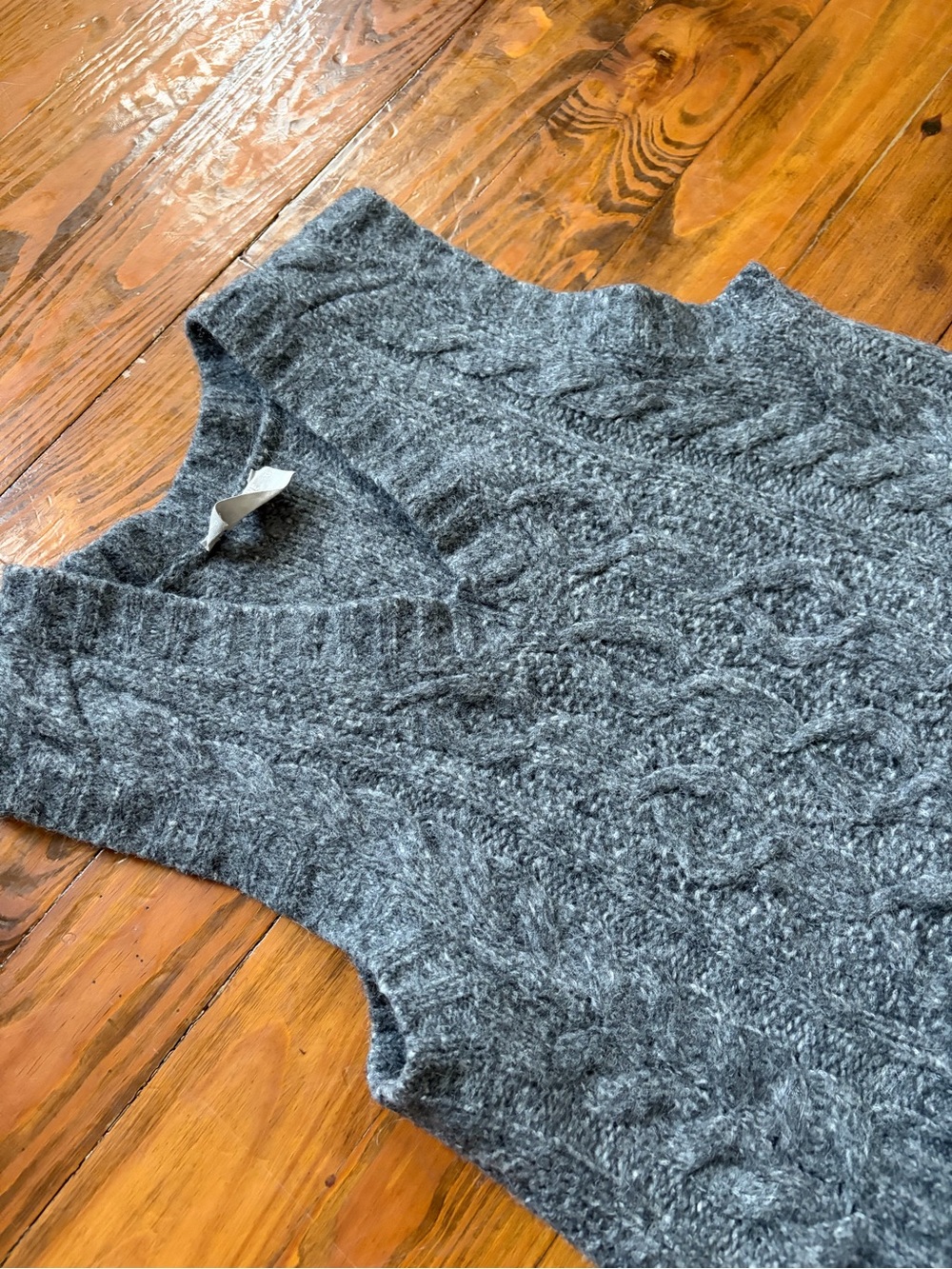 Everlane Alpaca‎ Wool Cloud Cable Knit Vest Size XS Relaxed Preppy Heritage Gray - Picture 7 of 9